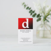 Verticaal uniek modern rood wit monogram visitekaartje (Staand voorkant)