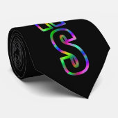 Verticaal VEGAS Neon Graphic Black Stropdas (Opgerold)