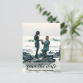 Verticaal Verloving Foto Het datumscript opslaan Briefkaart (Staand voorkant)