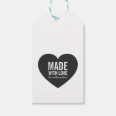 Verticaal Vet Rustiek Gemaakt met Liefde Hart Kraf Cadeaulabel (Voorkant)