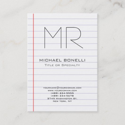 Verticaal visitekaartje met inkt papier, met inkt  (Voorkant)