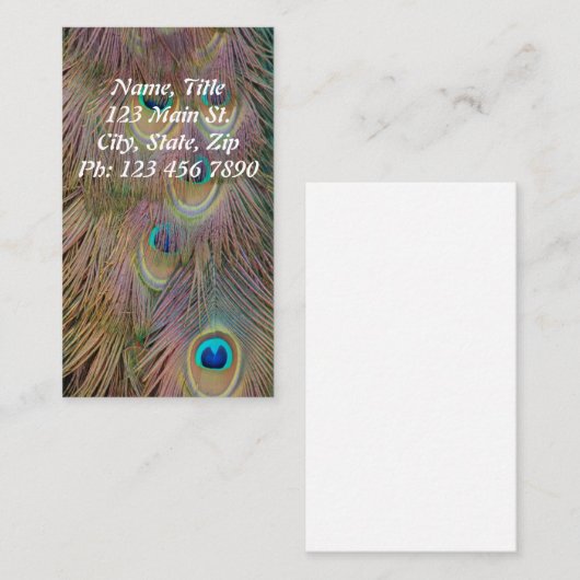 Verticaal Visitekaartje van de Peacock (Voorkant / Achterkant)