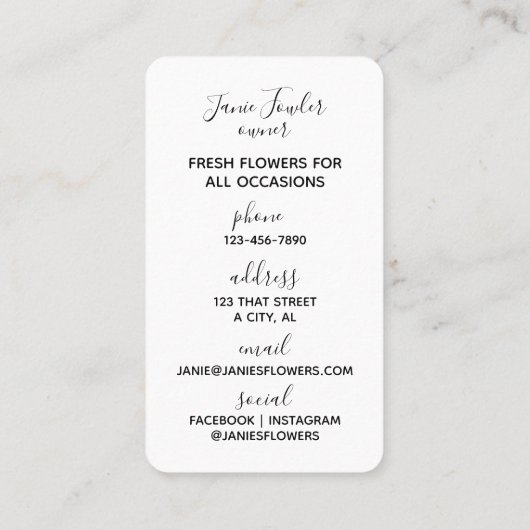 Verticaal Visitekaartje van wilde bloemen (Achterkant)