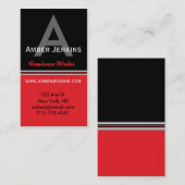 Verticaal Visitekaartje zwart-wit en rood (Voorkant / Achterkant)