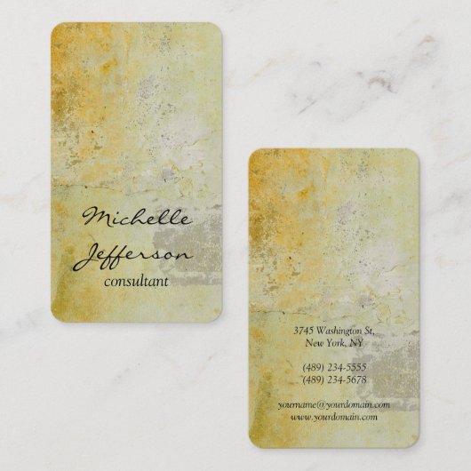 Verticaal vlakgeel mortierwandontwerp visitekaartje (Voorkant / Achterkant)