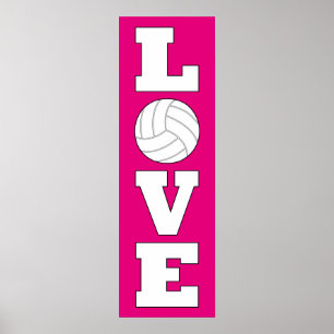 Verticaal Volleyball Love Custom Color Poster