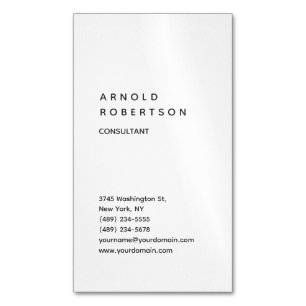 Verticaal White Trendy Consultant Visitekaartje Magnetisch Visitekaartje