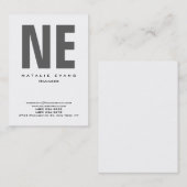 Verticaal wit, eenvoudig reusachtig zwart monogram visitekaartje (Voorkant / Achterkant)