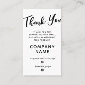 Verticaal wit elegant Dank u Visitekaartje (Voorkant)