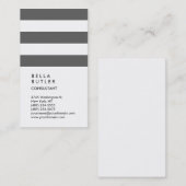 Verticaal wit grijs Striped Trendy Consultant Visitekaartje (Voorkant / Achterkant)