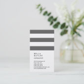 Verticaal wit grijs Striped Trendy Consultant Visitekaartje (Staand voorkant)