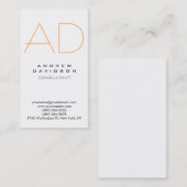 Verticaal wit Oranje grijs monogram Visitekaartje (Voorkant / Achterkant)