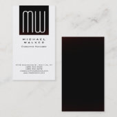 Verticaal wit professioneel eenvoudig modern monog visitekaartje (Voorkant / Achterkant)