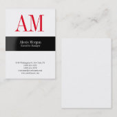 Verticaal wit professioneel rood monogram visitekaartje (Voorkant / Achterkant)