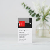 Verticaal wit rood grijs monogram Visitekaartje (Staand voorkant)