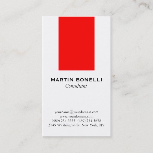 Verticaal wit rood streep standaard Visitekaartje (Voorkant)