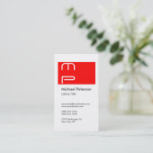 Verticaal wit rood strepe monogram Visitekaartje (Staand voorkant)
