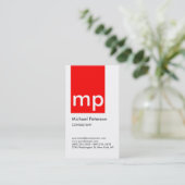 Verticaal wit rood strepe monogram Visitekaartje (Staand voorkant)