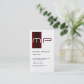 Verticaal wit rood strepe monogram Visitekaartje (Staand voorkant)