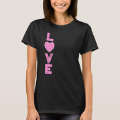 Verticaal Word Love Pink Heart Women's T-Shirt (Voorkant)