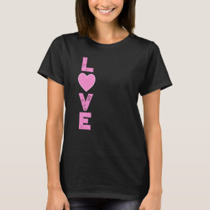 Verticaal Word Love Pink Heart Women's T-Shirt