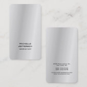 Verticaal Zilver Grijze Stijlvolle Trendy Modern Visitekaartje (Voorkant / Achterkant)