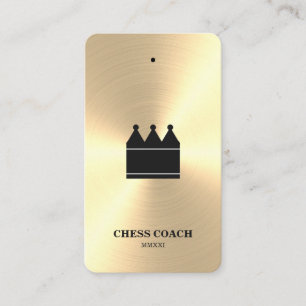 Verticaal zwart en Faux Gold Chess Coach Visitekaartje
