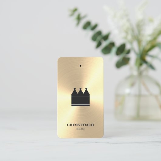 Verticaal zwart en Faux Gold Chess Coach Visitekaartje (Staand voorkant)