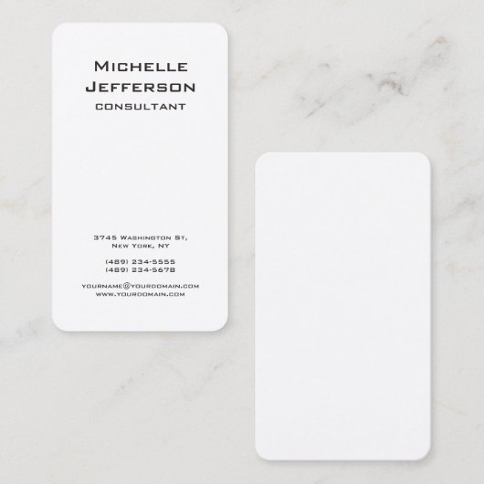 Verticaal zwart en wit, modern, stijlvol rendement visitekaartje (Voorkant / Achterkant)