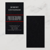 Verticaal Zwart Foto Artiest Modern Minimalist Visitekaartje (Voorkant / Achterkant)