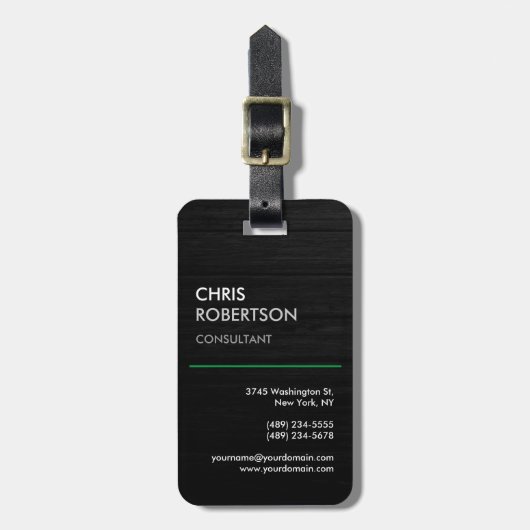 Verticaal zwart grijs aantrekkelijk bagagelabel (Voorkant verticaal)