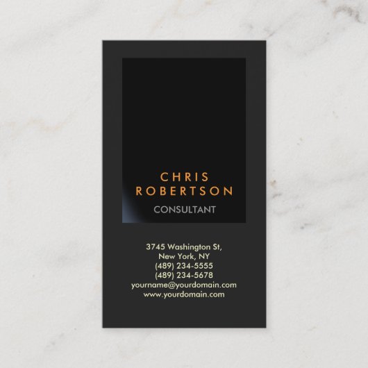 Verticaal zwart grijs consultant Visitekaartje (Voorkant)