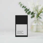 Verticaal zwart grijs moderne platte manager visitekaartje (Staand voorkant)