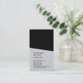 Verticaal zwart grijs Professional Trendy Visitekaartje (Staand voorkant)