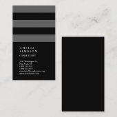 Verticaal zwart grijs Striped Trendy Consultant Visitekaartje (Voorkant / Achterkant)