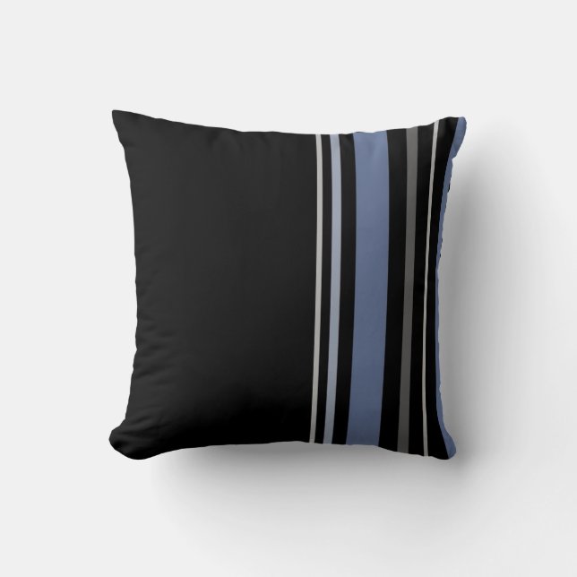 Verticaal zwart Multicolor Stripe Pillow Kussen (Voorkant)