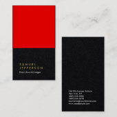 Verticaal zwart rood professionele vlakte modern visitekaartje (Voorkant / Achterkant)