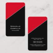 Verticaal, zwart, rood, uniek ontwerp visitekaartje (Voorkant / Achterkant)