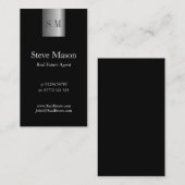 Verticaal zwart staal Monogram Visitekaartje (Voorkant / Achterkant)