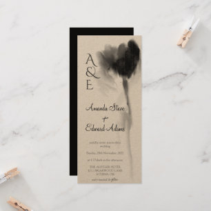 Verticaal zwart Tulp Floral Rustic Kraft Wedding Kaart