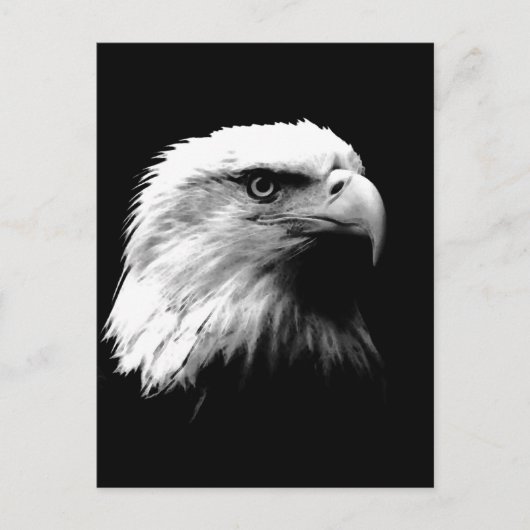 Verticaal zwart-wit Bald Eagle Briefkaart (Voorkant)