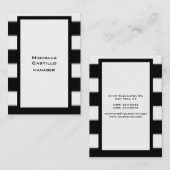 Verticaal zwart, wit, gestreept, modern visitekaartje (Voorkant / Achterkant)