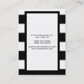 Verticaal zwart, wit, gestreept, modern visitekaartje (Achterkant)