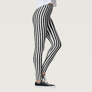 Verticaal zwart-wit gestreept (of aangepaste kleur leggings