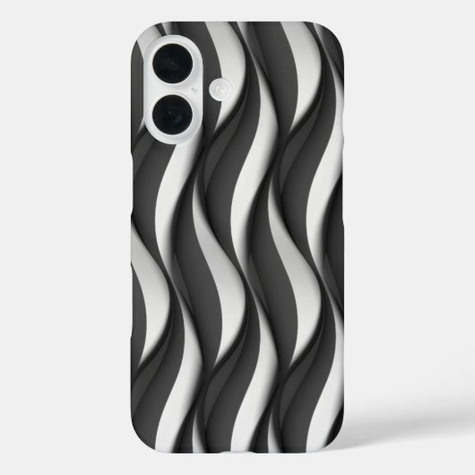 verticaal zwart-wit golfpatroon Case-Mate iPhone case (Achterkant)