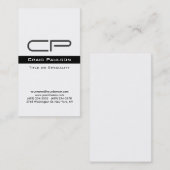 Verticaal zwart wit monogram Visitekaartje (Voorkant / Achterkant)