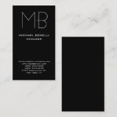 Verticaal zwart-wit monogram visitekaartje (Voorkant / Achterkant)