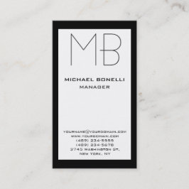 Verticaal zwart-wit randmonogram visitekaartje