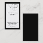 Verticaal zwart-wit randmonogram visitekaartje (Voorkant / Achterkant)