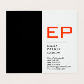 Verticaal zwart wit trendy rood monogram visitekaartje (Buitenkant ongevouwen)